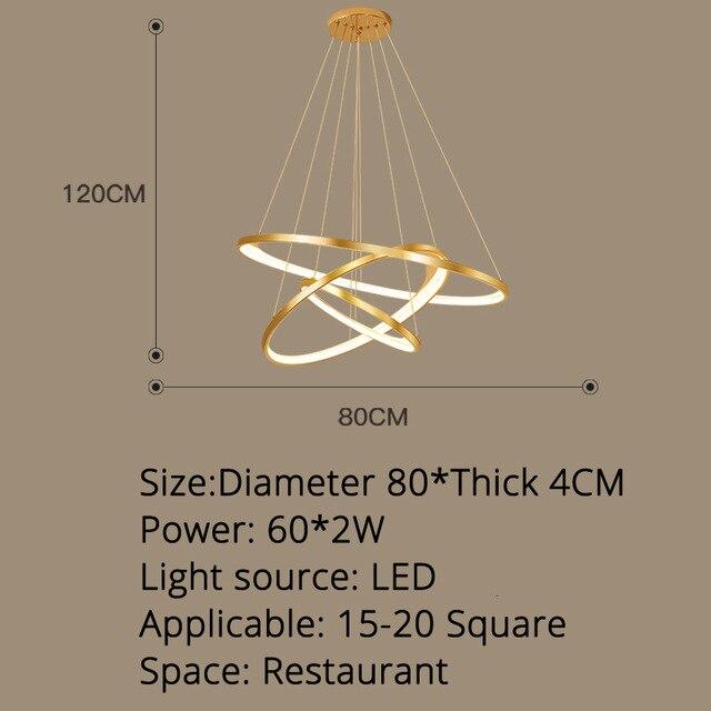 Golden Living Room Chandelier Post Modern Minimalist Atmosphere Light Luxury Nordic Art Ring Network Creative Restaurant Lamps
