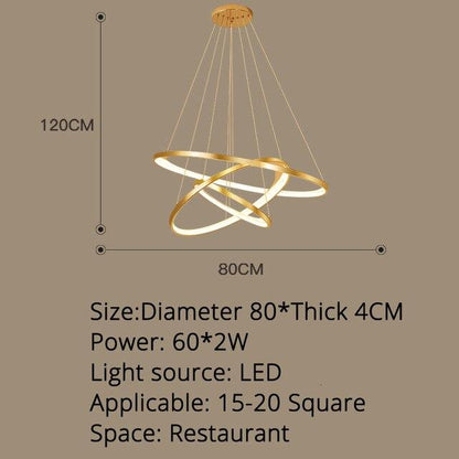 Golden Living Room Chandelier Post Modern Minimalist Atmosphere Light Luxury Nordic Art Ring Network Creative Restaurant Lamps