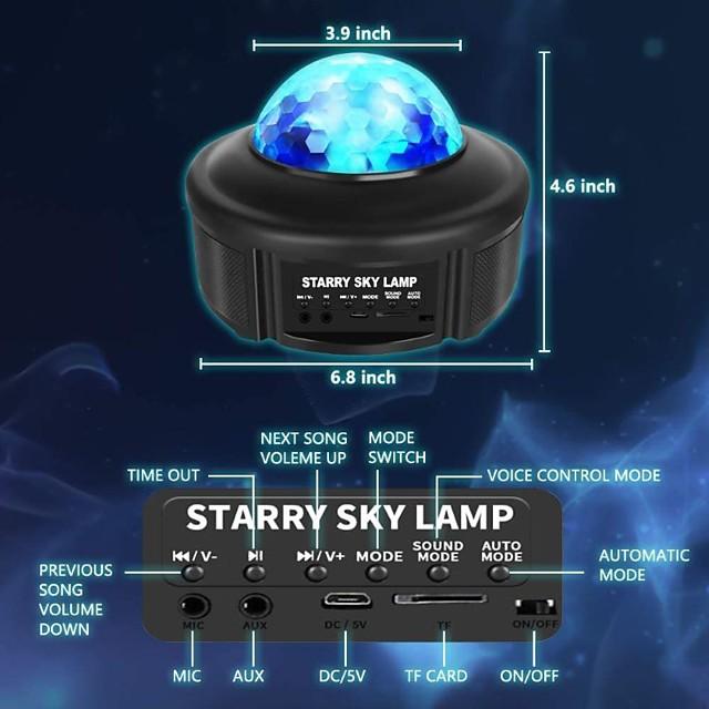 LIXFIELD Star Sky Night Light LED Projector Colour Changing Lamp With Bluetooth Speaker and Remote Control - Fun Galaxy and Ocean Water Pattern - Table Wall and Ceiling Party and Disco Lighting