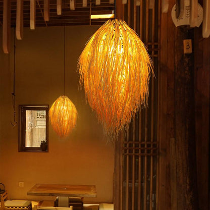 Creative Service Handmade Rattan Lamp Hot Pot Restaurant Bamboo Chandelier
