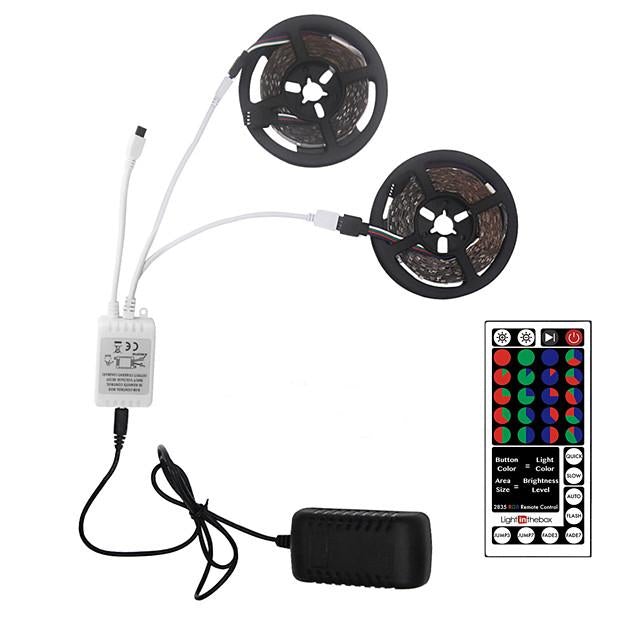 32.8ft 10M LED Light Strips RGB Tiktok Lights 600LEDs Flexible Color Change SMD 2835 with 44 Keys IR Remote Controller and 100-240V Power Supply for Home Bedroom Kitchen TV Back Lights DIY Deco