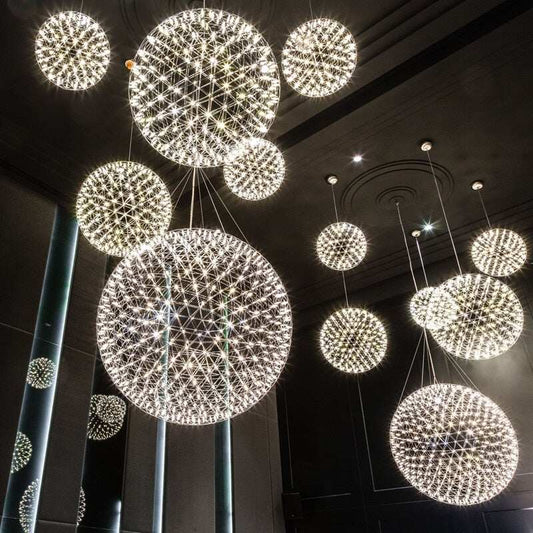 Modern Loft Spark Ball LED Pendant Light Firework Stainless Steel Pendant Lamps