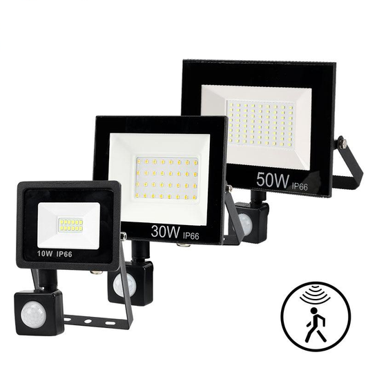 PIR Motion Sensor LED Flood Light 10W 30W 50W Outdoor Floodlight Waterproof Led Spotlight for Garden Wall Street Light