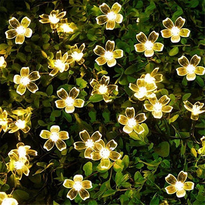 5m 7m 12m 22m Peach Flower Solar Lamp Power LED String Fairy Lights  Solar Garlands Garden Christmas Decor For Outdoor