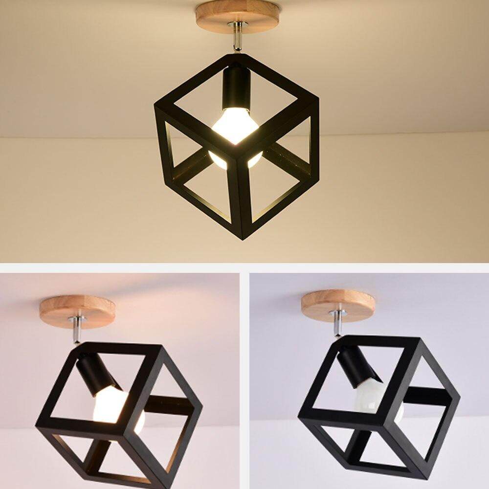LED Pendant Light American Loft Corridor Balcony Room Pendant Lamp Nordic Simple Lights Indoor Lighting Fixture Square Lamps E27