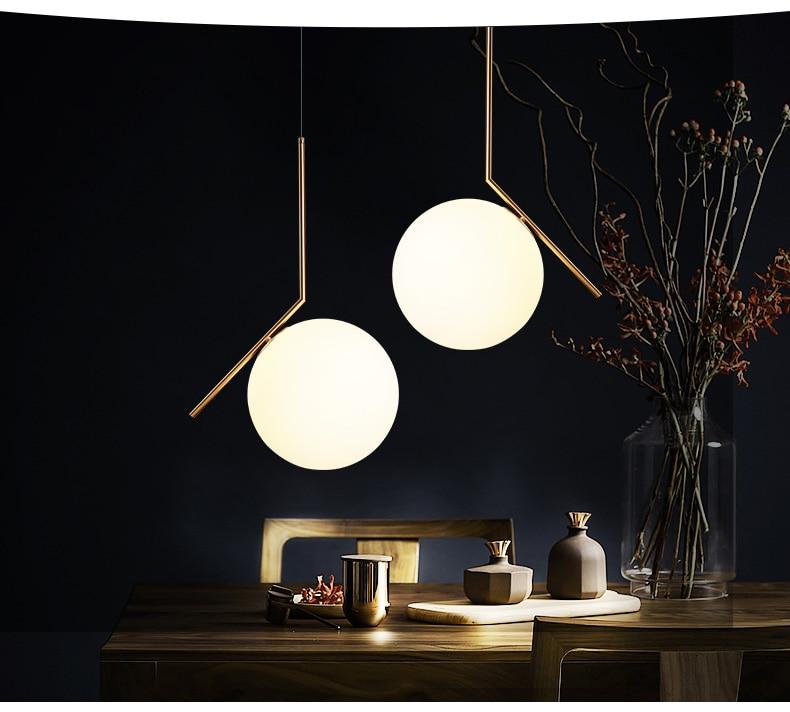 Modern Style Living Room Bedroom Minimalist Restaurant  Pendant Light Nordic Clothing Decoration Glass Ball Pendant Lamp