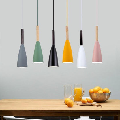 Wood Pendant Lights E27 LED Modern Hanglamp Nordic Lamp Living Room Restaurants Kitchen Dining Bar Droplight