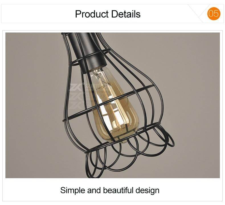 modern cage pendant light iron minimalist retro Scandinavian loft pyramid pendant lamp metal Hanging Lamp E27 Indoor ZDD0011