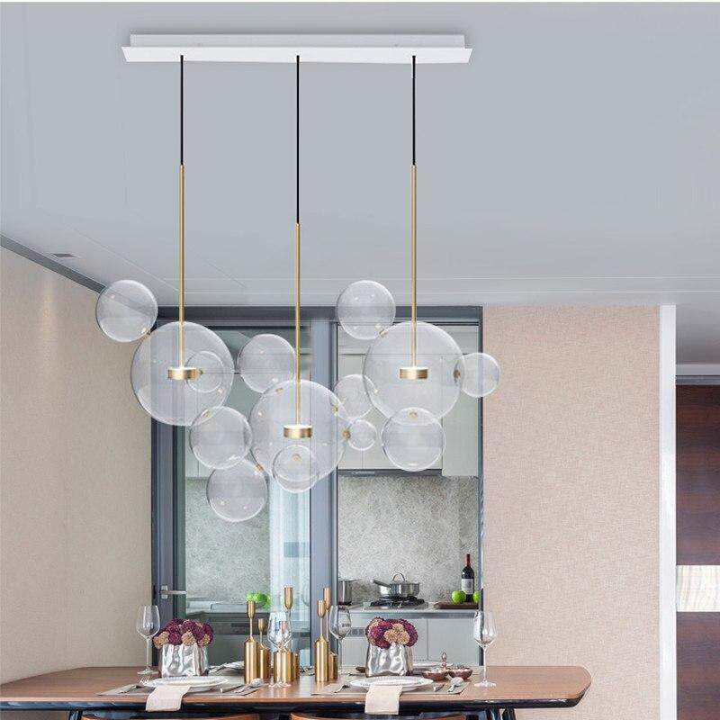 Modern Creative Clear Glass Bubble Ball Led Pendant Lamp for dining room living room bar LED Glass Hang Lamp