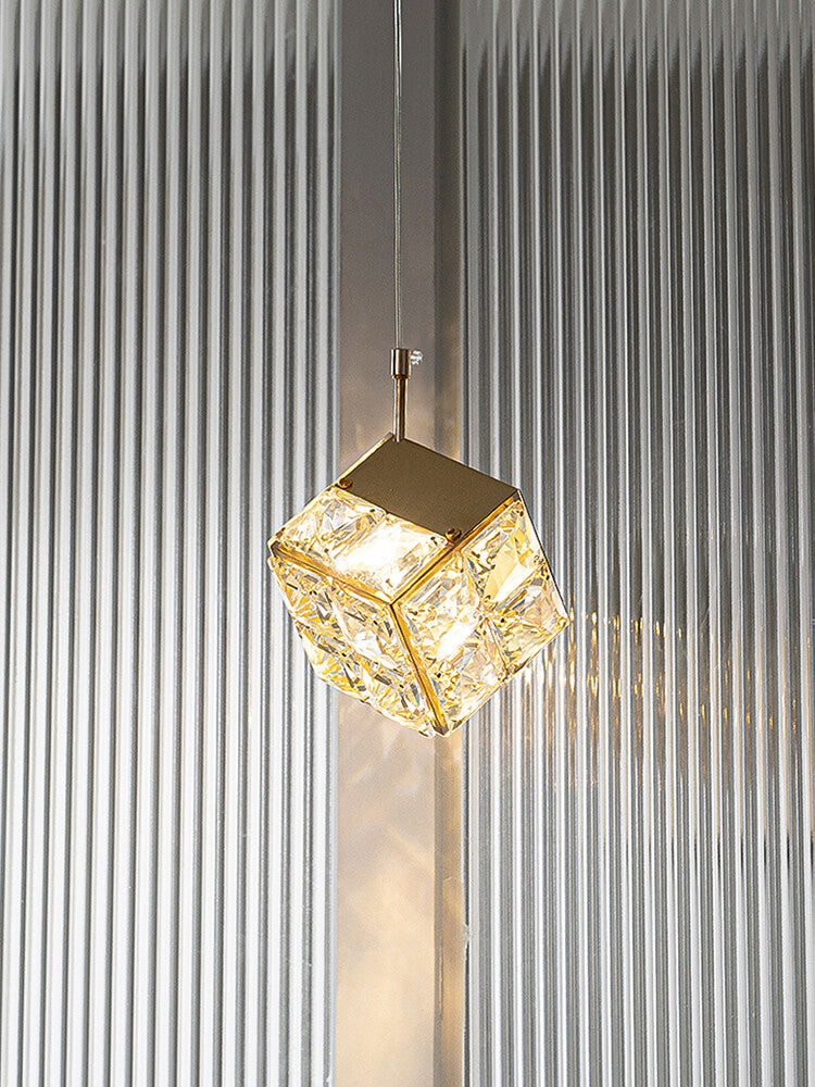Light Luxury French Modern Crystal Bedroom Headboard Long Chandelier Dandelion Dining Room Bedroom Atmosphere Water Cube Lamp