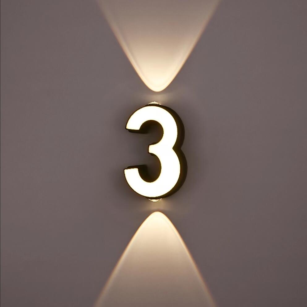 LED Wall Lamp AC85-265V 7W Digit Number Modern Minimalism Style IP65 Waterproof Outdoor Wall Lamp Lamp with 3 Years Warranties
