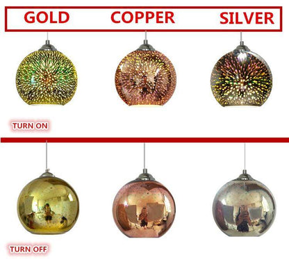 LuKLoy LED Pendant Lights Mirror Glass Ball Firework Lampshade Pendant Lamp for Loft Restaurant Bar Dining Room Kitchen Island