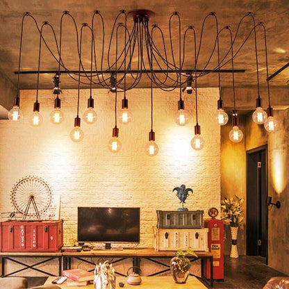 Mordern Nordic Retro Edison Bulb Light Chandelier Vintage Loft Antique Adjustable DIY Art Spider Ceiling Lamp Fixture Light