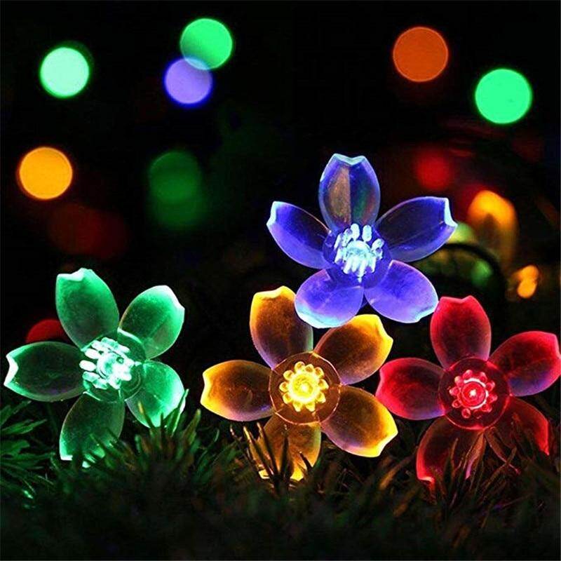 5m 7m 12m 22m Peach Flower Solar Lamp Power LED String Fairy Lights  Solar Garlands Garden Christmas Decor For Outdoor