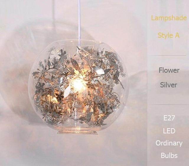 Nordic Glass Ball Flower Pendant Light LED E27 With 4 Colors Loft Modern Hanging Lamp For Living Room Bedroom Kitchen Restaurant