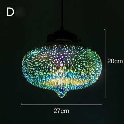 Modern 3D Colorful Nordic Starry Sky Hanging Glass Shade Pendant Lamp Lights E27 LED For Kitchen Restaurant Living Room