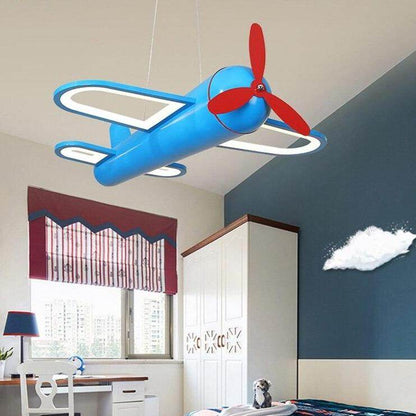 LED Pendant Light For Children Baby Bedroom Blue Airplane Shape Remote Control Lamp Lighting Lamparas Luminaria Avize