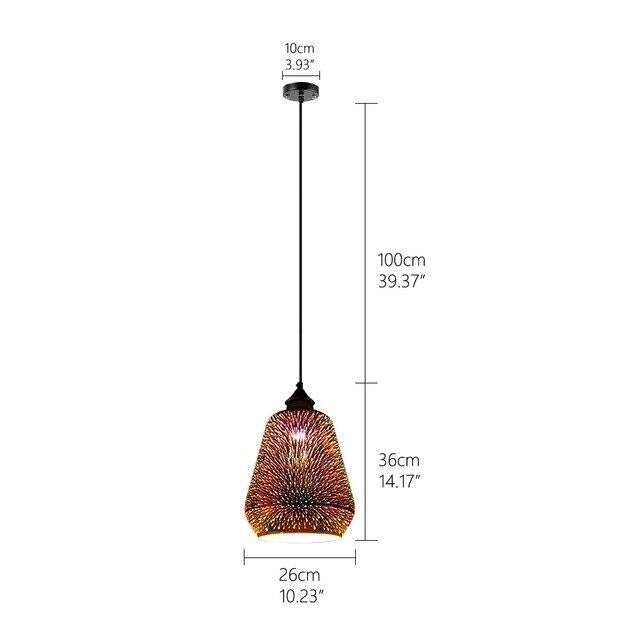 Modern 3D Colorful Romantic Starry Sky Hanging Glass Shade Pendant Lamp Lights Fixture E27 For Bedroom Restaurant Living Room