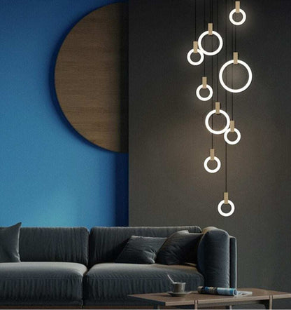 LED Nordic Wooden Iron Acryl Rings DIY LED Lamp LED Light.Pendant Lights.Pendant Lamp.Pendant light For Dinning Room Foyer