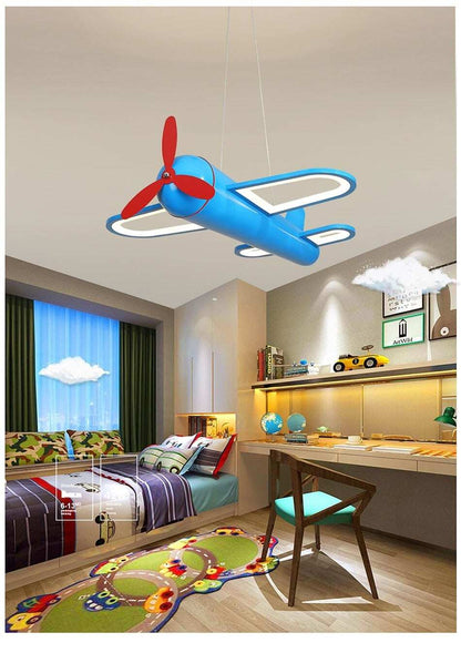 LED Pendant Light For Children Baby Bedroom Blue Airplane Shape Remote Control Lamp Lighting Lamparas Luminaria Avize