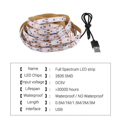 Full Spectrum LED Grow Light USB LED Strip fitolampy 1m 2m 3m Phyto Lamp For Plant Indoor Flower Seed Hydroponic Tent Grow Lamp
