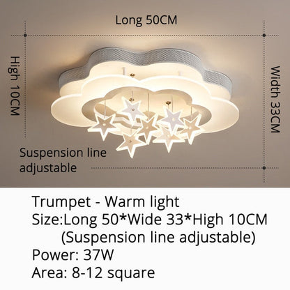 White Stars Led Celling Lights For Child Room Bedroom New Acrylic Moon Star Iron Body Modern Remote Control Lamp Lighting