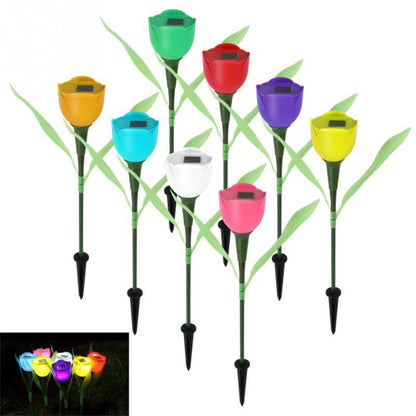 8 Colors Hot Sale Outdoor Garden Solar LED Light Solar Powered LED Tulip Home Lawn Lamp Landscape Night Flower Lamp 1Pc