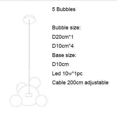 Modern Creative Clear Glass Bubble Ball LED Pendant Llights Kitchen Bedroom Store Cafe Interior Lighting Decorative Hanging Lamp