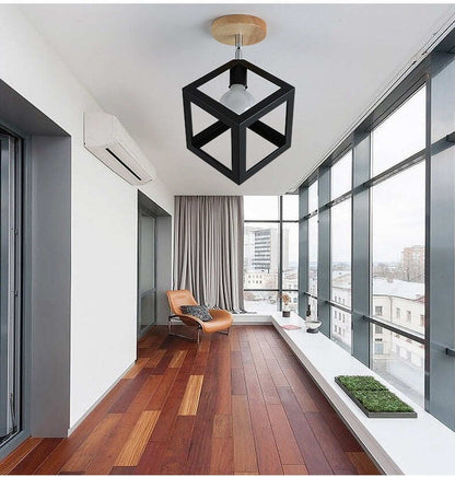 E27 5W Iron Ceiling Lamp Shade Pendant Light Covers and Shades Triangle Metal Ceiling Lamp