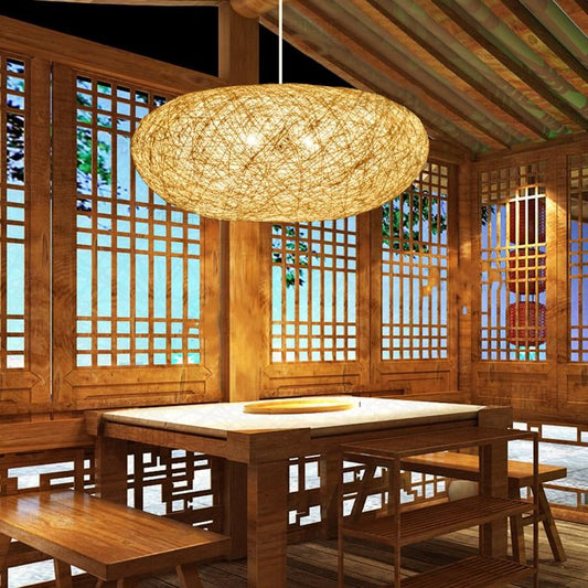 Modern Pendant Lamps Rattan Pendant Light Weaving Round Nordic Hanging Lamp Fixture Luminaire Art Lighting