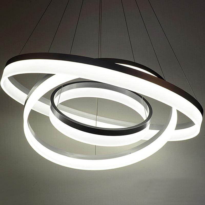 Modern LED Pendant Lights Fixtures For Living Dining Room Decor Rings Suspension Bedroom Lustre Circle Hanging Lamp With Remote