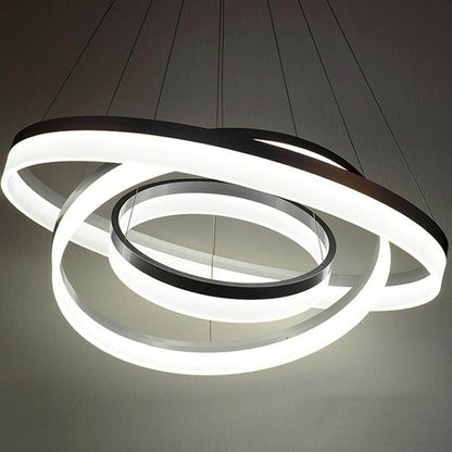 Modern LED Pendant Lights Fixtures For Living Dining Room Decor Rings Suspension Bedroom Lustre Circle Hanging Lamp With Remote