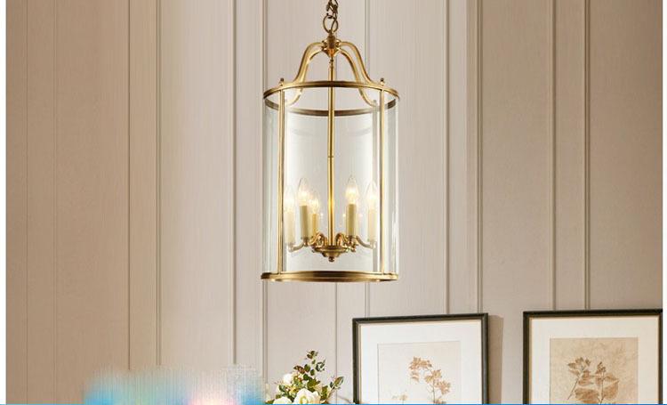 American All Copper Chandelier Glass Birdcage Copper Lamp