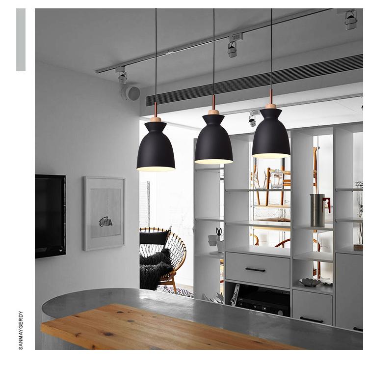 Fashion Indoor lighting pendant lights Wood and aluminum lamp restaurant bar coffee dining room LED hanging light fixture