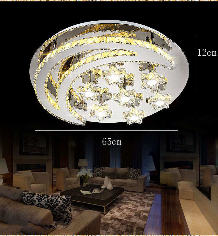 Simple Modern Restaurant Living Room Creative Round Stars And Moon Shaped Crystal Ceiling Lamp