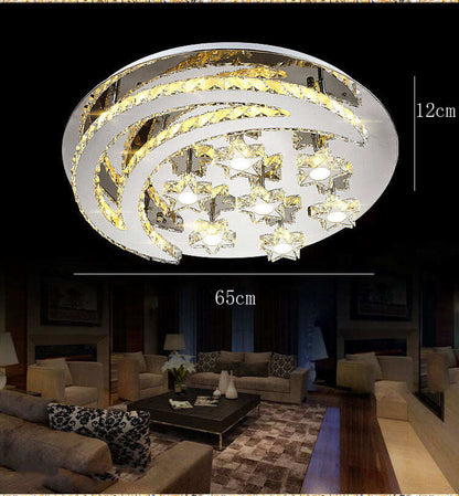 Simple Modern Restaurant Living Room Creative Round Stars And Moon Shaped Crystal Ceiling Lamp
