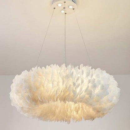 Scandinavian Master Bedroom Light Modern Minimalist Personality Creative Cream Wind Clouds Warm Romantic Feather Chandelier
