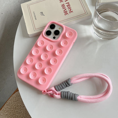 Suction Cup Phone Case For iPhone 17 16 Pro Max 13 11 15 14 Plus 12 17 Air XR Shockproof Soft Silicone Candy Color Funda Cover