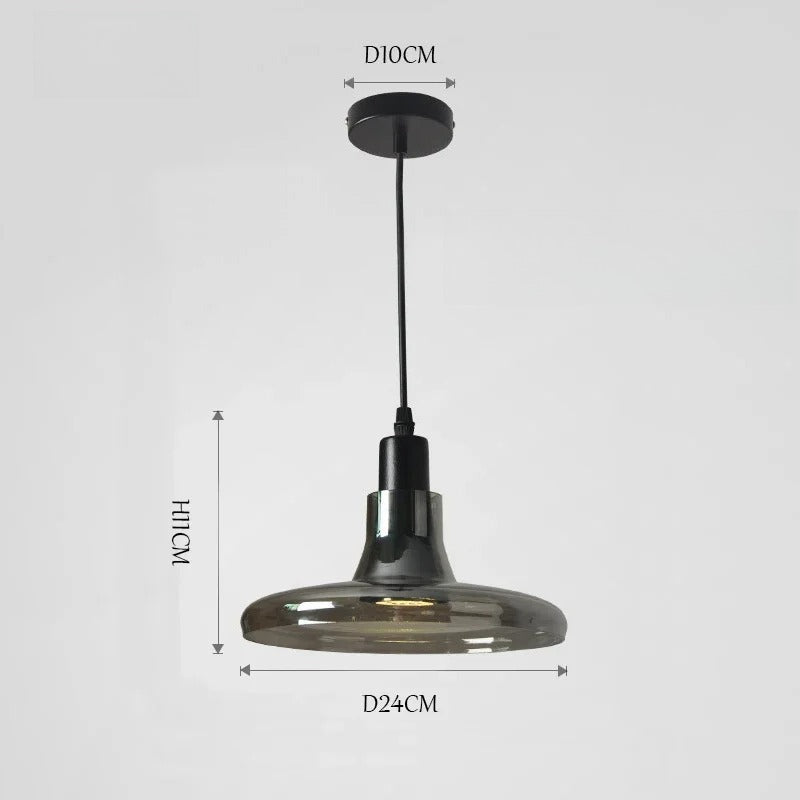 LED Chandelier Modern Minimalist Smoke Gray Glass Restaurant Bar Bedroom Bedside Single Head Pendant Lamp Indoor Lighting
