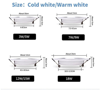 LED Downlight Dimmable 5W 7W 9W 12W 15W Round Bulb Lamp Indoor Kitchen Study  AC Recessed Spot Light