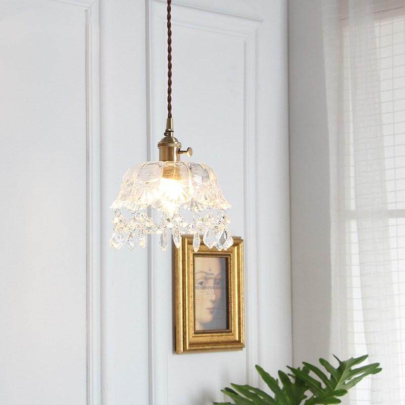 Nordic Brass Glass Pendant Lamp Modern Little Crown Pendant Lights LED E27 Decoration Hanging Lamp For Cafe Bedroom Bedside