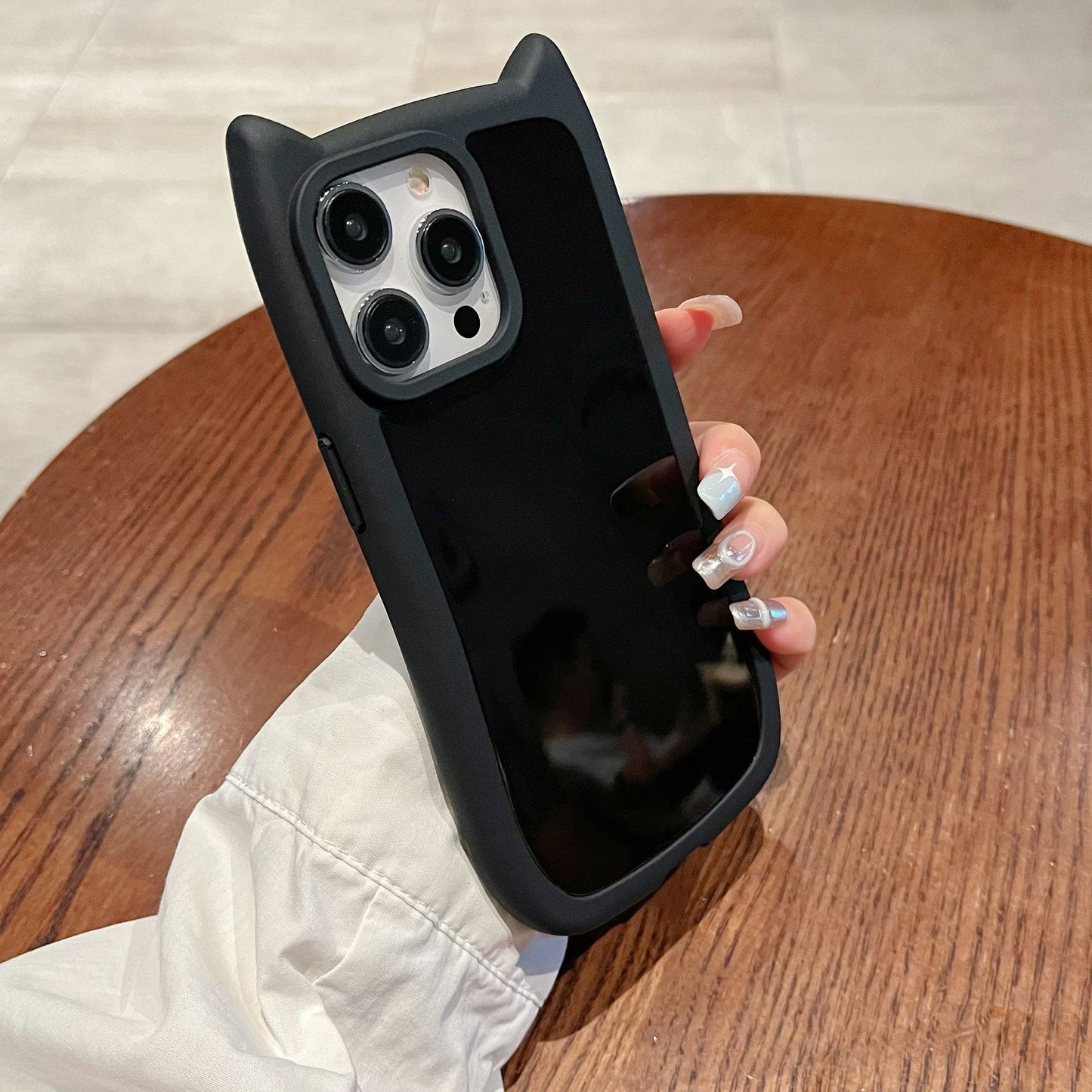 Cute Cartoon 3D Cat Ear Phone Case For iPhone 16 Plus 15 14 13 12 11 Pro Max Animal Design Matte Soft Silicone Protection Cover