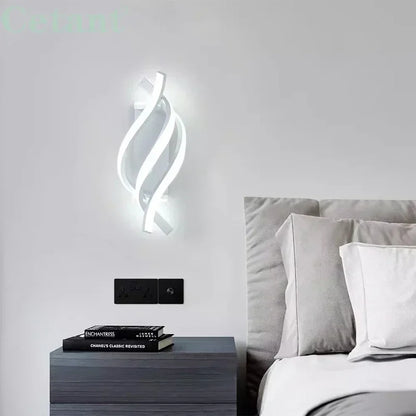 Modern LED Wall Lamp Home Decoration Line Wall Sconce Bedroom Bedside Corridor Backgroud Black White Lighting Lustre