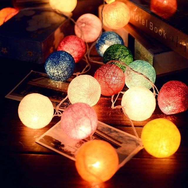 3M LED Cotton Ball Garland Lights String Christmas Xmas Outdoor Holiday Wedding Party Baby Bed Fairy Lights Decoration