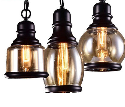 Vintage Loft Pendant Light Industrial Style Amber Glass Lamp Bar/Restaurant Retro Room Bar Bed Room 3 Style Pendant Light
