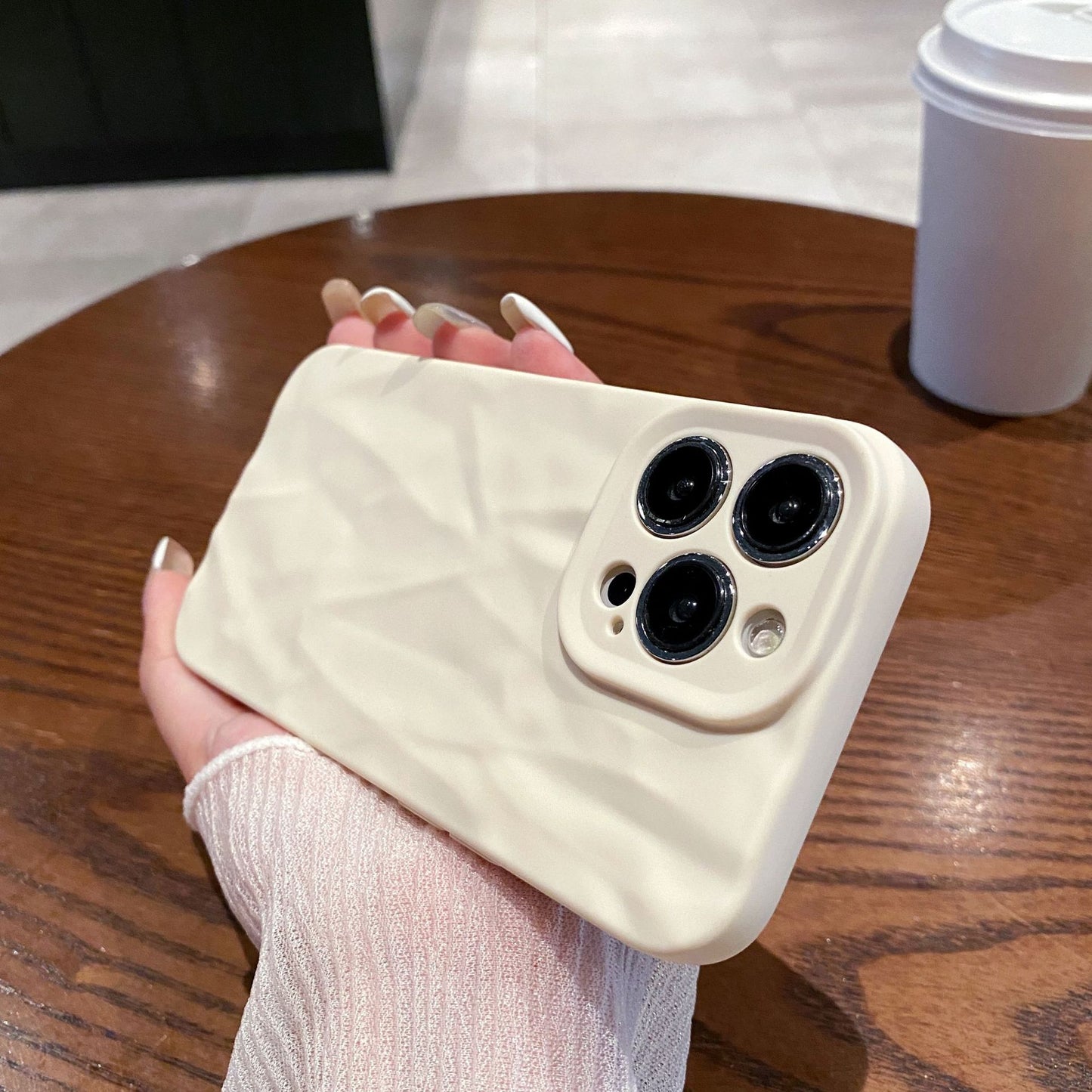 For iPhone 17 16 15 14 13 12 11 Pro Max Plus Mini XS Max X XR Ice Cream Frosted Wrinkled Soft Phone Case Protective Soft Back Cover