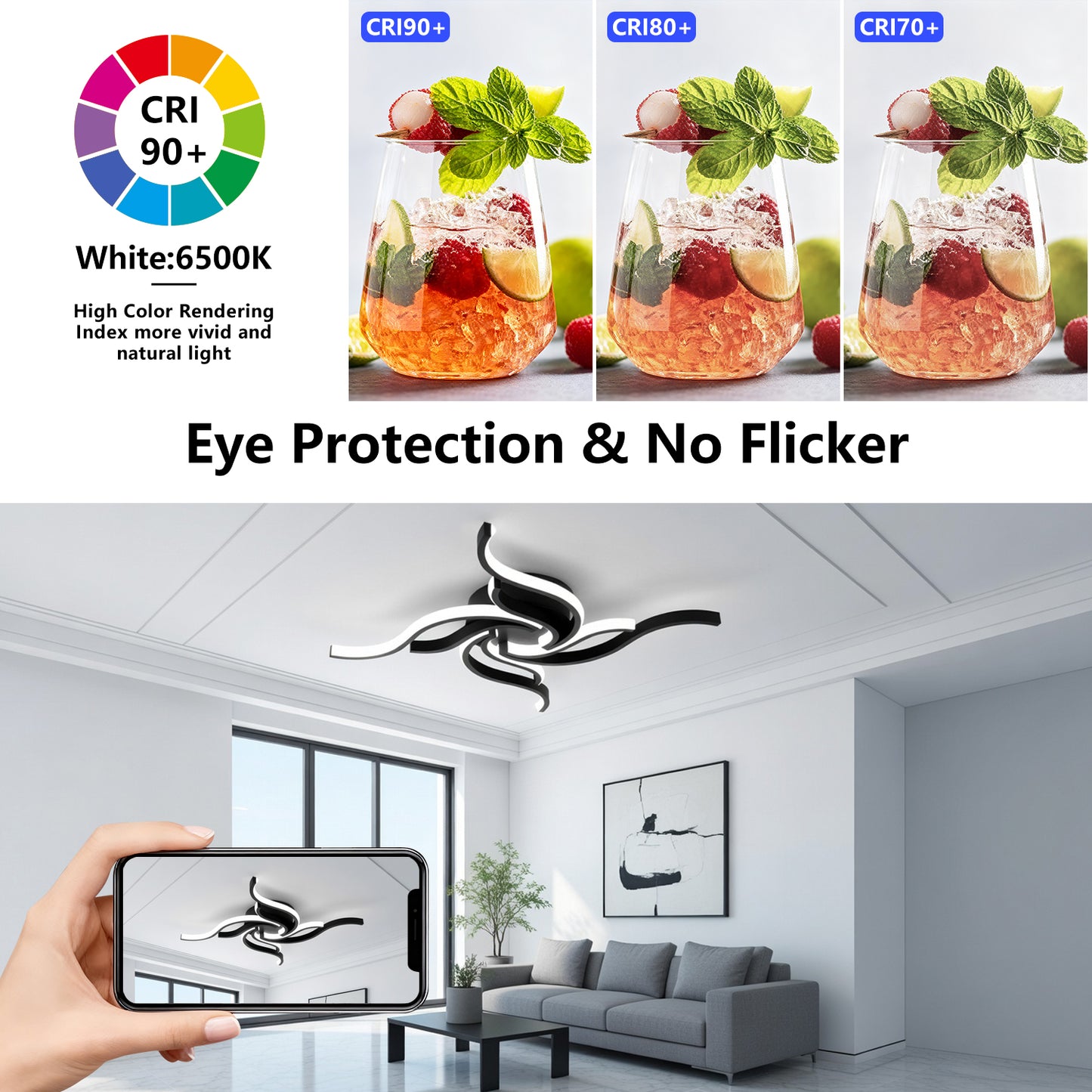 LED Ceiling Light Remote Control 3 Colors APP Dimming Lamp AC 110V 220V Aluminum For Living Room Bedroom