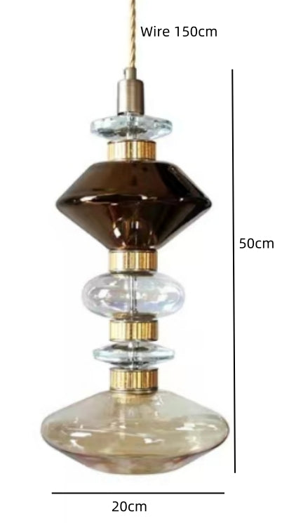 Clear Amber Glass LED Chandelier Modern Pendant Lamp Hall Parlor Restaurant Bedside Lighting Fixtures