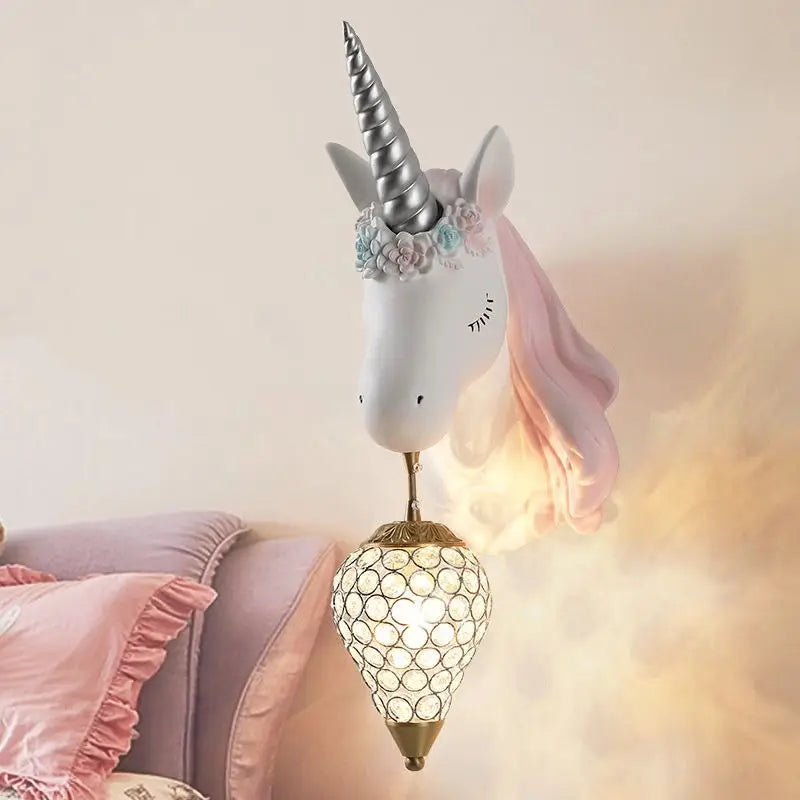 Nordic Modern Unicorn Wall Lamps Simple Individual Lovely Kids Room Wall Lights Bedroom Lamp Cartoon Sconce Wall Light