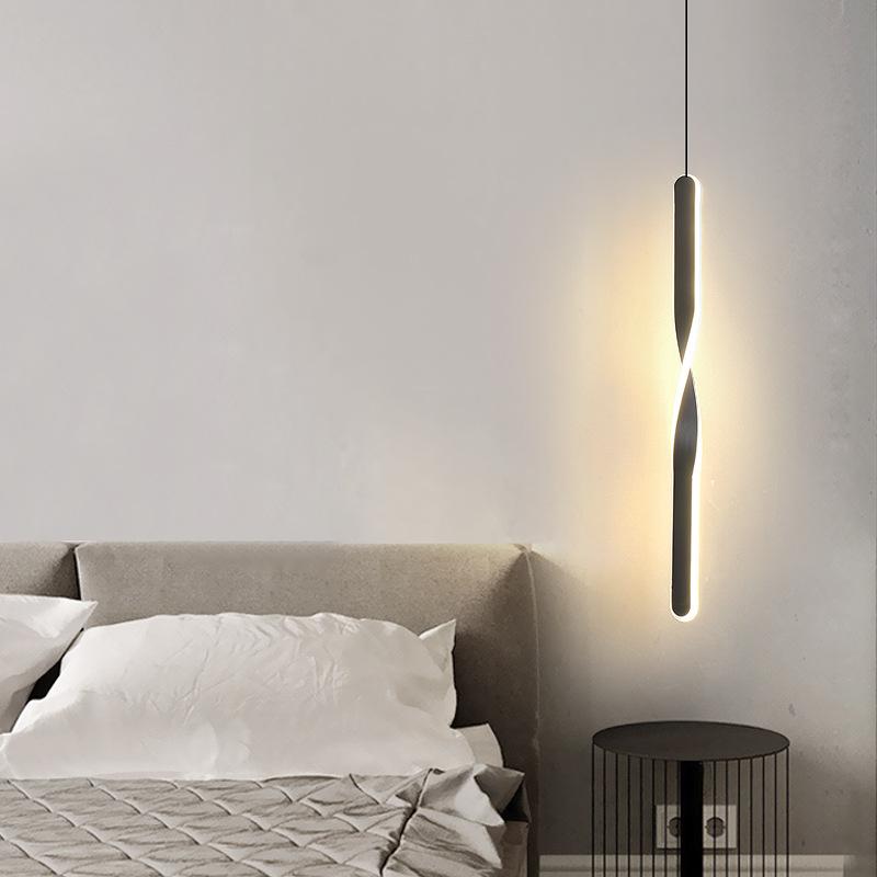 Nordic Bedside Chandelier Modern Simple Living Room Background Wall Bar Long Line Chandelier Bedroom Single Head Tooling Small Chandelier